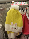 HM H&M专柜正品代购 小兔黄色针织薄毛线帽