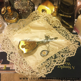 LACESHABBY进口定制轻奢法式古董黄浮雕金线钉珠蕾丝桌布桌垫桌旗