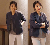 韩国代购2016秋装新款女装韩版欧美范修身飞行员薄夹克棒球外套女