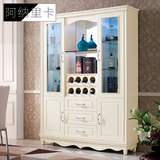 欧式韩式客厅玻璃酒柜角柜田园陈列柜展示柜白色烤漆靠墙装饰柜