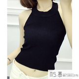 吊带背心女短款16韩版夏季修身显瘦黑色无袖打底衫针织上衣T恤潮