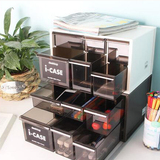 日本进口桌面抽屉式化妆品收纳盒办公桌杂物收纳柜整理箱塑料透明