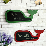 美式乡村创意小黑板奶茶店咖啡厅鲸鱼留言板做旧广告板墙面装饰品