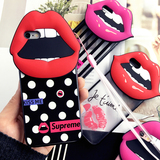 韩国创意大嘴巴iphone6s手机壳6plus全包软壳红唇嘴唇挂绳保护套