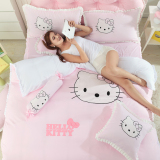 韩式儿童纯棉四件套全棉kt猫卡通床罩床裙式被套1.8/1.5m床上用品