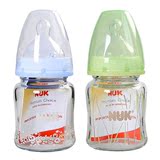 NUK 宽口径耐高温玻璃彩色奶瓶(带1号硅胶宽口仿真通气奶嘴)120ML