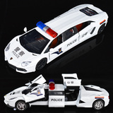 警车玩具兰博基尼法拉利警车模型仿真儿童玩具车小汽车回力四开门