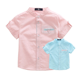男童短袖衬衫2016夏季童装亚麻儿童粉色衬衣中大童百搭上衣