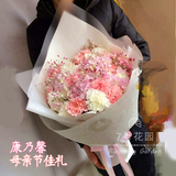 粉色康乃馨 绣球满天星花束 青岛同城鲜花速递 母亲节礼物 韩式