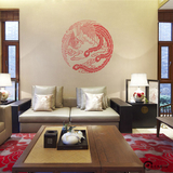 古典凤凰图案 中国风元素家居卧室婚房背景墙 龙凤呈祥吉祥墙贴画