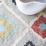 BH蓝岸/印度进口手工编织麻地毯/清新色彩现代简约北欧美式乡村