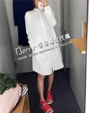 香港啤梨COS专柜代购 2016  白色 立领 宽松休闲气质衬衫裙