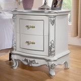 欧式床头柜实木美式古典家具白色描银边柜储物柜子收纳柜现货特价
