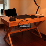 美式实木书桌电脑桌 新古典X腿写字台办公桌 个性造型家具定制