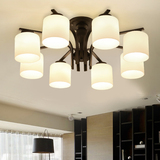 北欧宜家LED吸顶灯 现代简约客厅玻璃灯具温馨美式卧室灯圆形铁艺