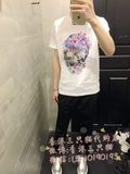 3折起 香港代购 5CM 16夏 新款 男装彩色花朵骷髅头短袖T恤1135