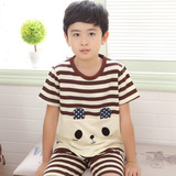 韩国儿童睡衣夏男童家居服套装纯棉薄款中大童空调短袖夏季男孩