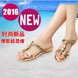 韩版潮2016夏季拖鞋一字型凉拖鞋女夏室外时尚平跟平底防滑沙滩鞋