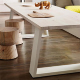 北欧宜家设计师家具工业风做旧餐桌loft实木书桌办公室电脑桌松木