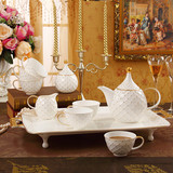 英式陶瓷咖啡具套装 欧式宫廷珠点托盘餐具 下午茶具杯碟结婚礼物