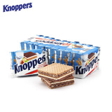 德国Knoppers巧克力味威化饼干牛奶榛子五层夹心零食10连包250g
