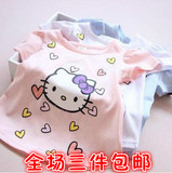 2016夏季新款外贸童装 儿童女童全棉超可爱猫咪爱心宝宝短袖T恤