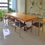 原木餐桌 美式复古做旧铁艺实木餐桌椅组合 铁艺办公桌长方形桌子