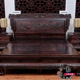 红木床印尼黑酸枝木双人床阔叶黄檀中式古典卧室家具雕刻大脚正品