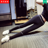 韩版瑜伽裤紧身显瘦弹力纯棉跑步运动打底裤女外穿健身九分长裤