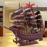 一帆风顺帆船摆件木质实木船模型酒柜商务礼品办公室装饰家居摆件