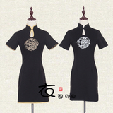 特 日本龙刺绣旗袍改良版暗黑街头连衣裙