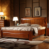胡桃木全实木床1.8米成人中式双人床高箱体储物床纯实木家具婚床