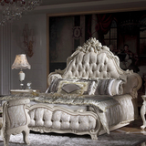 法式布艺床欧式家具白色田园床实木床婚床1.8米双人床美式床h