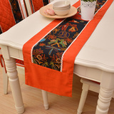 东南亚风格棉麻桌旗 咖啡厅特色台布 电视柜盖巾原始壁画桌旗床旗