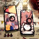 个性创意可爱猫漫画iPhone6s plus带支架指环苹果六手机壳新款i6s