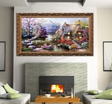 特价精准印花十字绣花园小屋客厅卧室最新款地中海欧美风情油画