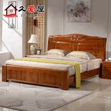 水曲柳家具 实木床1.8米1.5米双人床高箱储物床现代中式卧室家具