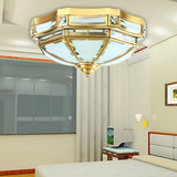 全铜欧式美式新中式吸顶灯客厅卧室圆形水晶led无极调光铜灯焊锡