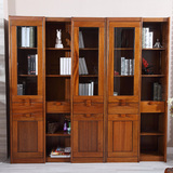 全实木高端进口金丝柚木书柜组合三门二门书柜简约现代书房五门