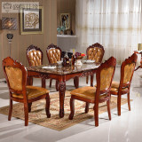 欧式大理石餐桌椅组合6人实木家用餐桌长方形木质餐桌小户型饭桌
