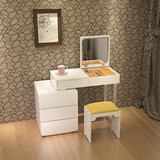 梳妆台卧室可伸缩翻盖小户型化妆桌现代简约时尚烤漆整装特价包邮