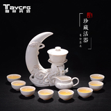 全半自动陶瓷功夫茶具整套透明白瓷礼品青花玲珑冲泡茶器套装特价
