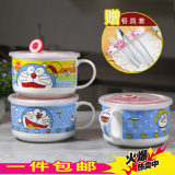 热销的陶瓷泡面碗日式餐具创意可爱泡面杯汤碗套装大号带盖勺特价