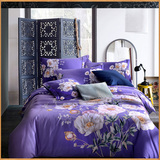 秋冬加厚保暖磨毛四件套床上用品紫色大床民族风中式复古个性家纺