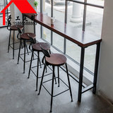 美式loft家用餐桌实木高脚电脑书桌子客厅简约现代酒吧台桌椅组合