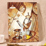 自油自画diy数字油画 客厅大幅手绘数码填色抽象装饰画 柠檬咖啡