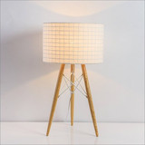 简约现代卧室三脚木质布罩床头客厅餐厅艺术台灯创意设计师灯具