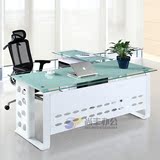 时尚老板桌大班台白色钢化玻璃办公桌现代简约经理桌主管桌包邮