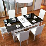 现代可伸缩餐桌椅组合小户型火锅饭桌钢化玻璃多功能实木餐台家具