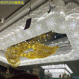 新款奢华时尚长方形金色双层水晶灯LED吸顶灯客厅三层灯具1 1.2米